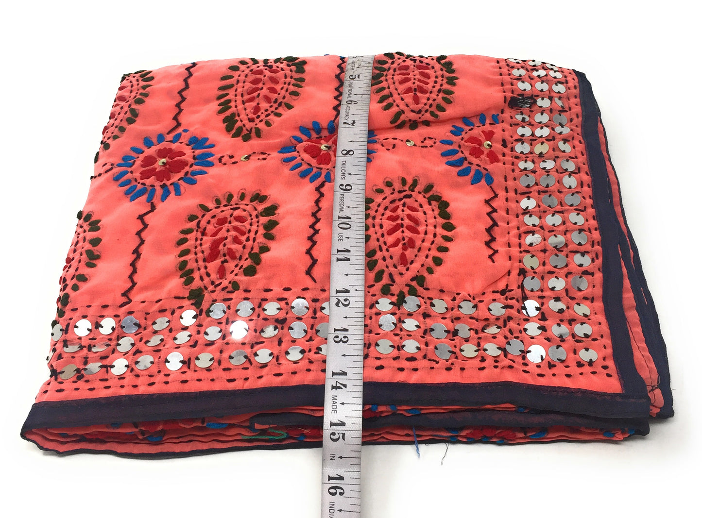 Multicolour Phulkari Dupatta in Peach