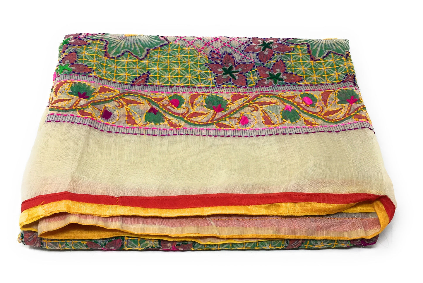 Full Embroidery Dupatta - Kanha Work on Madhubani Art