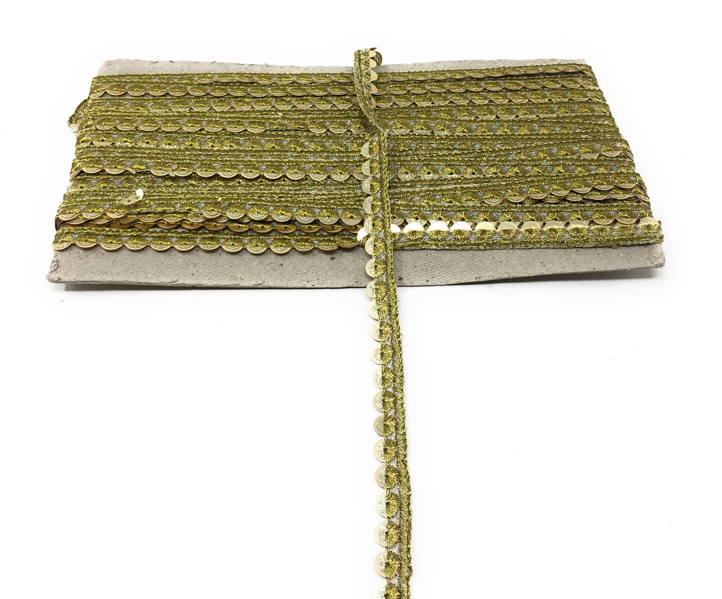 Gold Sequins Embroidery Saree Border Trim - 9 Meter Roll