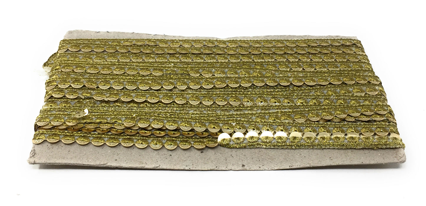 Gold Sequins Embroidery Saree Border Trim - 9 Meter Roll