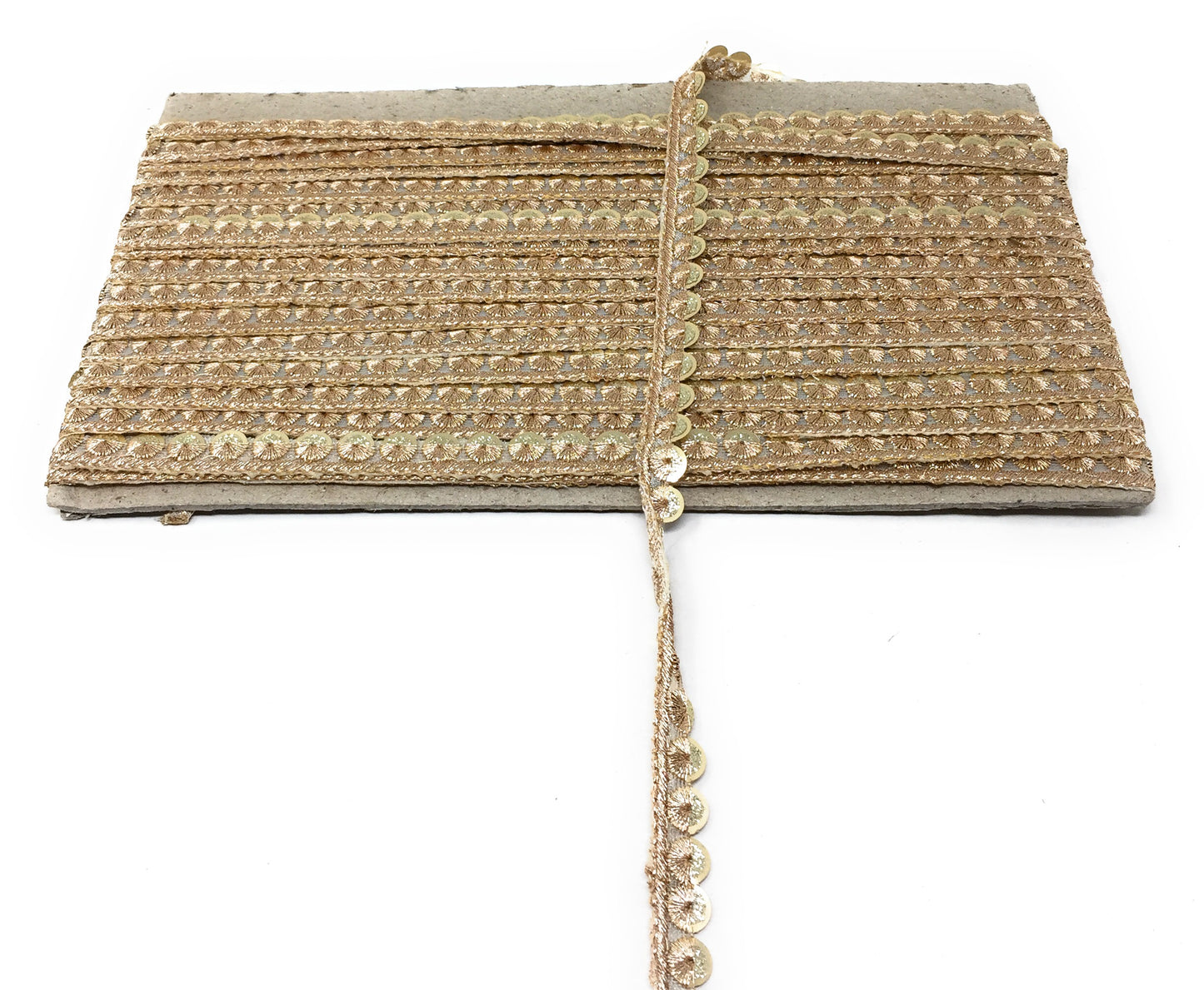 Copper Sequins Embroidery Saree Border Trim - 9 Meter Roll