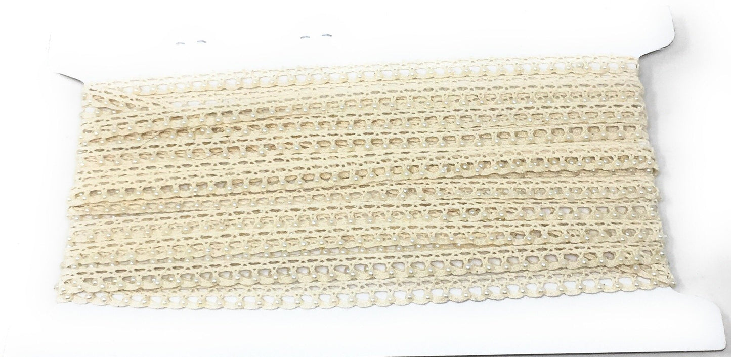 White Pearl Beaded Saree Border Trim - 9 Meter Roll