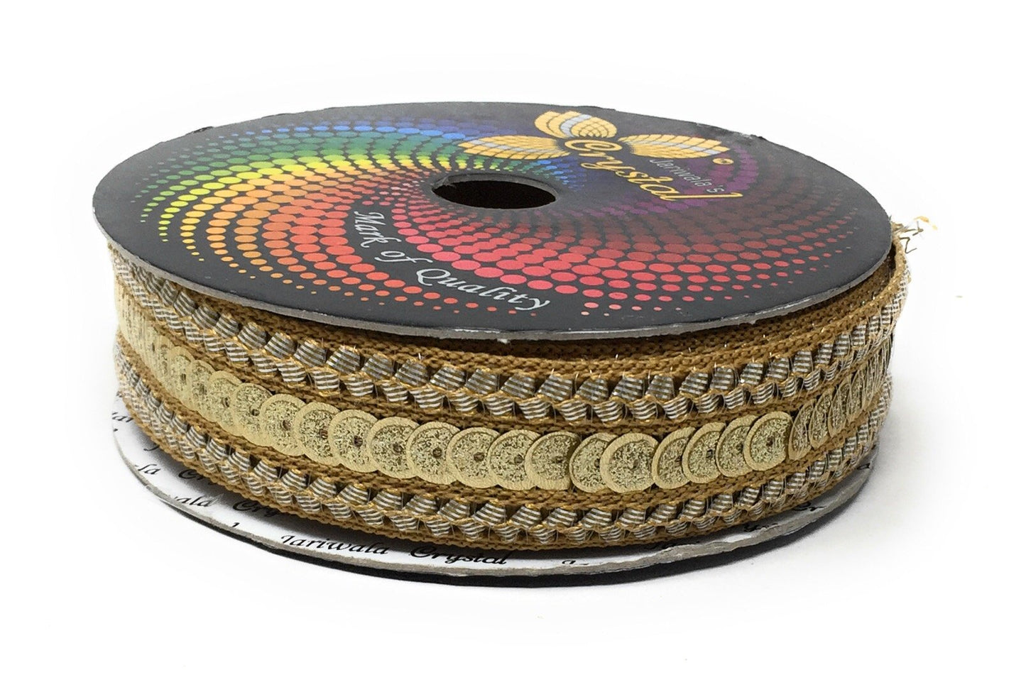 Water Gold Sequins Embroidery Saree Border Trim - 9 Meter Roll