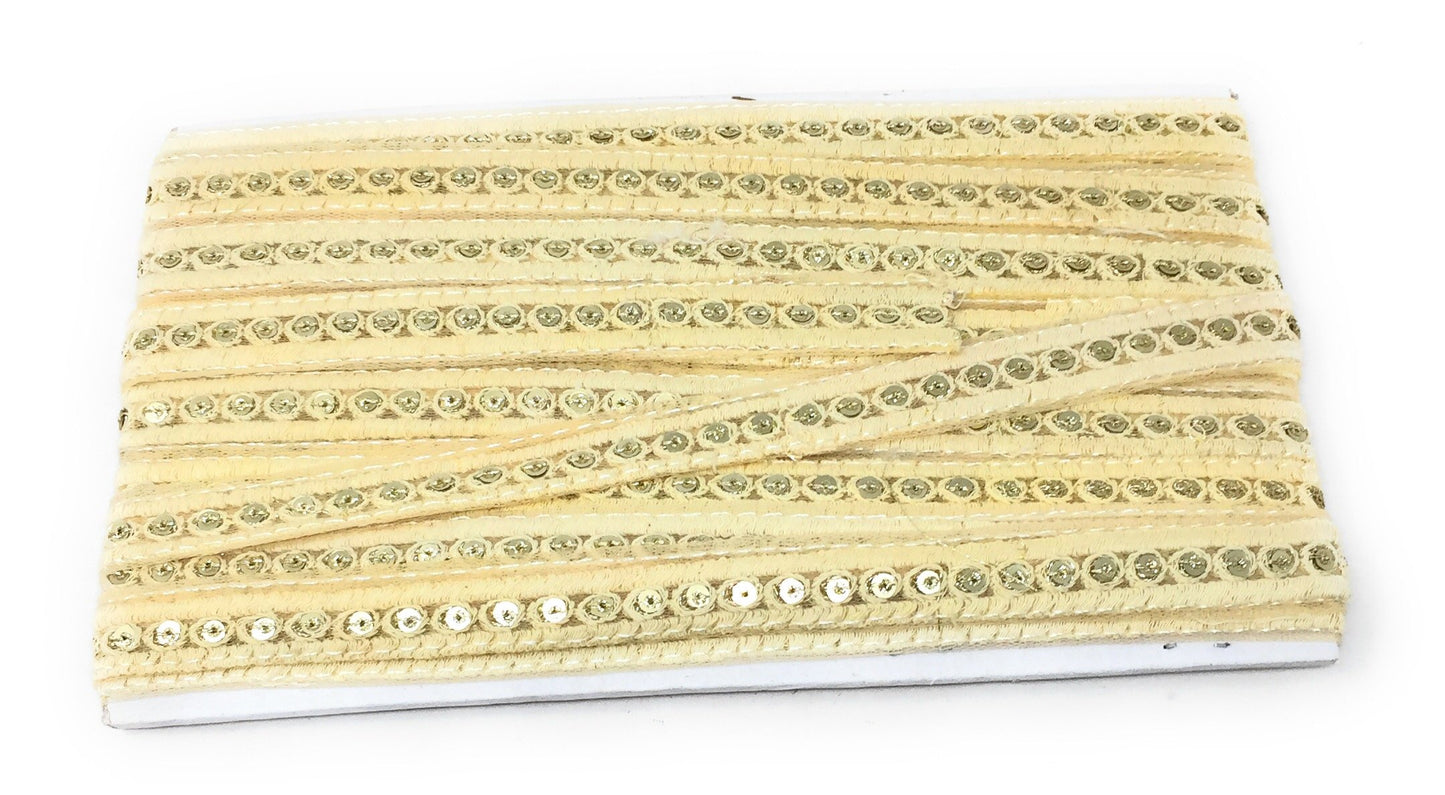 Peach Sequins Embroidery Saree Border Trim - 9 Meter Roll