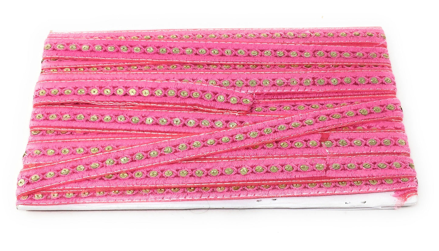 Yellow Sequins Embroidery Saree Border Trim - 9 Meter Roll