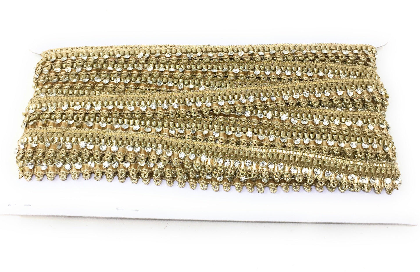 Water Gold Beaded Cutwork Saree Border Trim - 9 Meter Roll