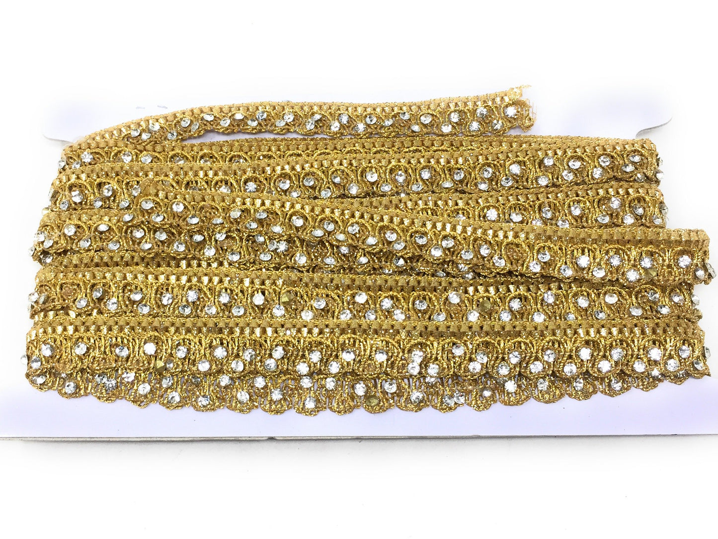 Gld Beaded Embroidered Saree Border Trim - 9 Meter Roll
