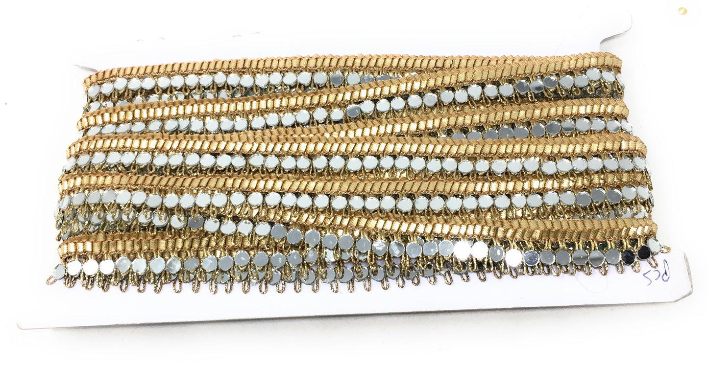 Gold Real Mirror Saree Border Trim - 9 Meter Roll