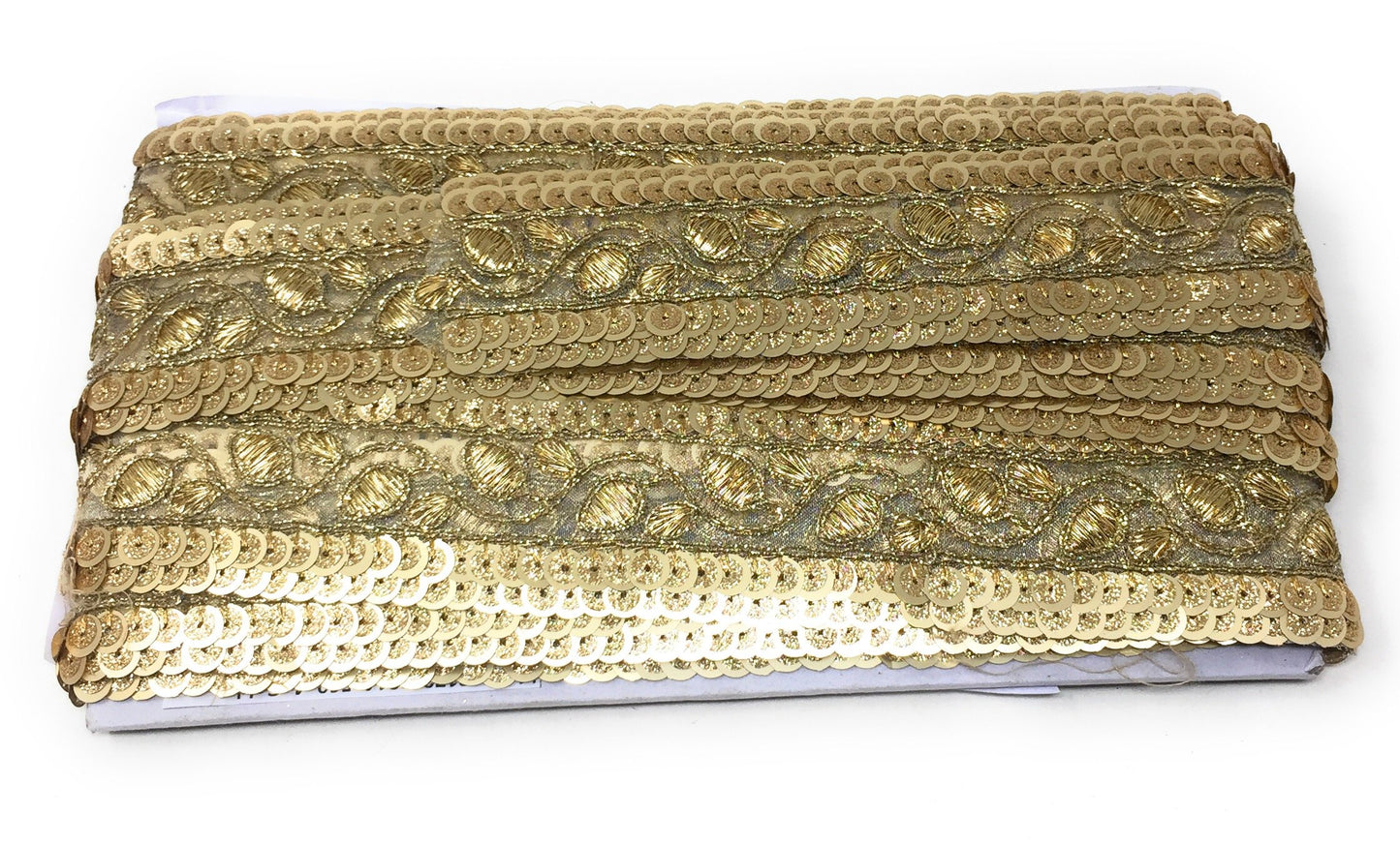 Grey Sequins Embroidery Saree Border Trim - 9 Meter Roll