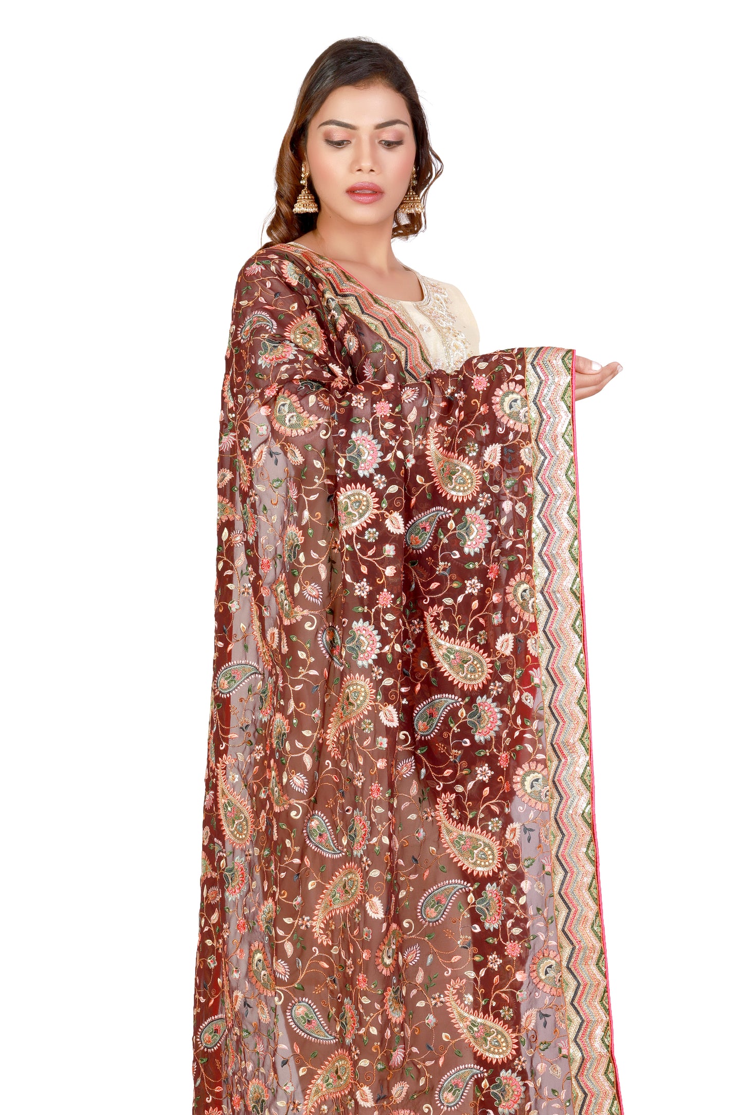 Ethnic Woman Dupatta, Colourful n Light Weight Maroon Dupatta