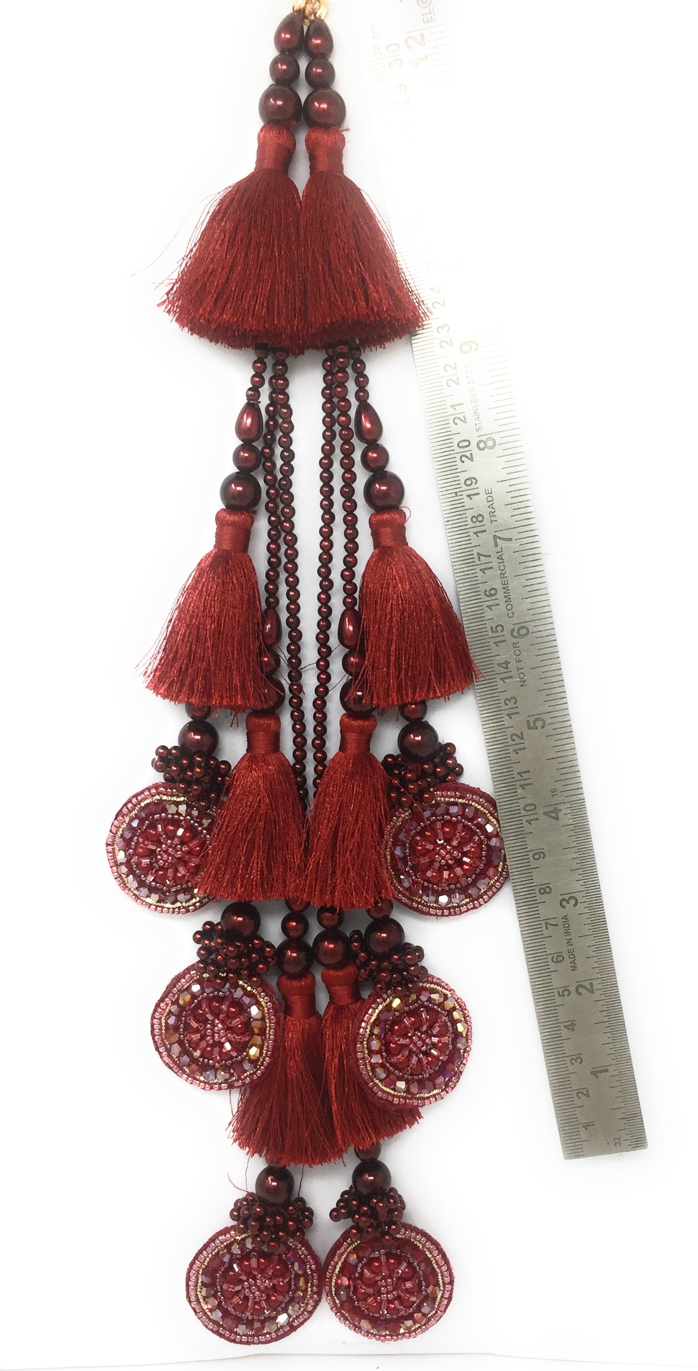 hanging latkan for lehenga Maroon Crystal
