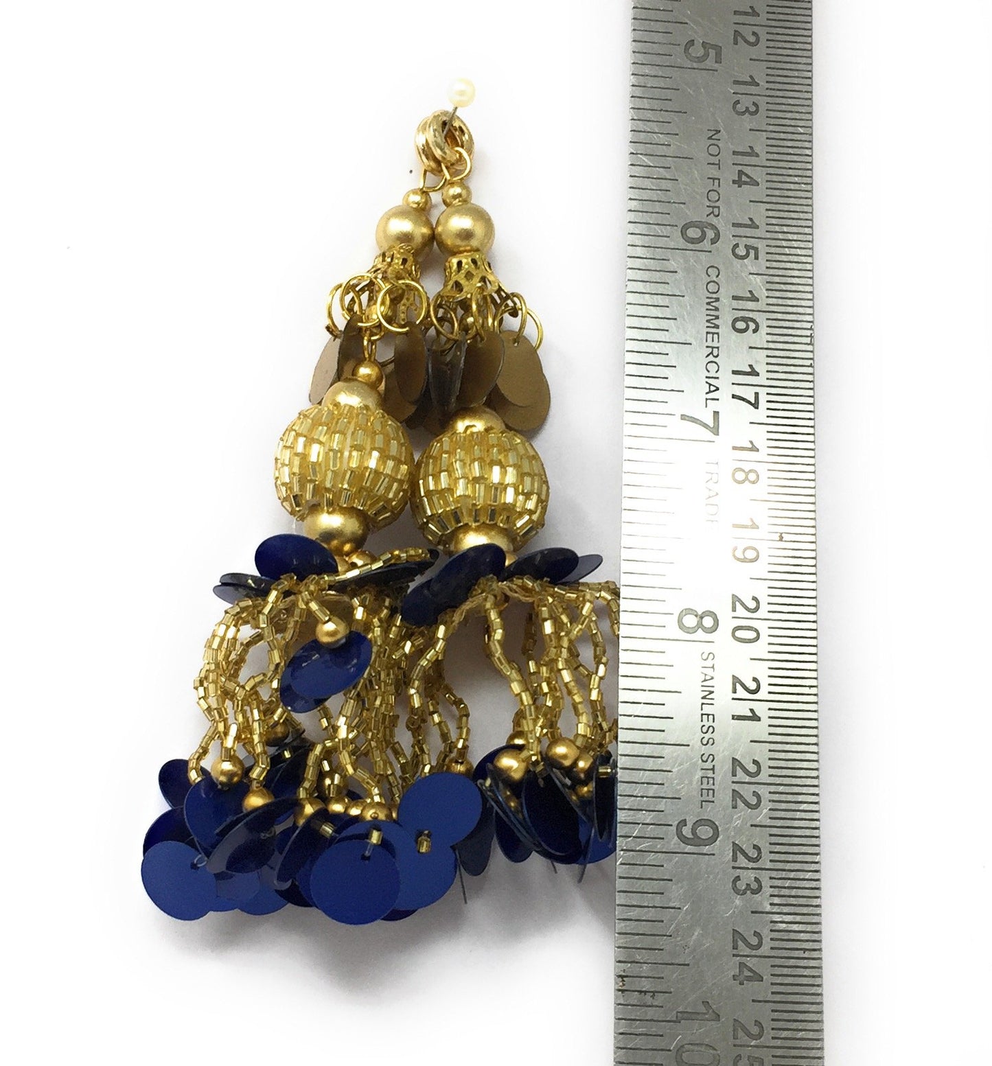 Navy Blue Thread n Beads Latkan - Set of 2