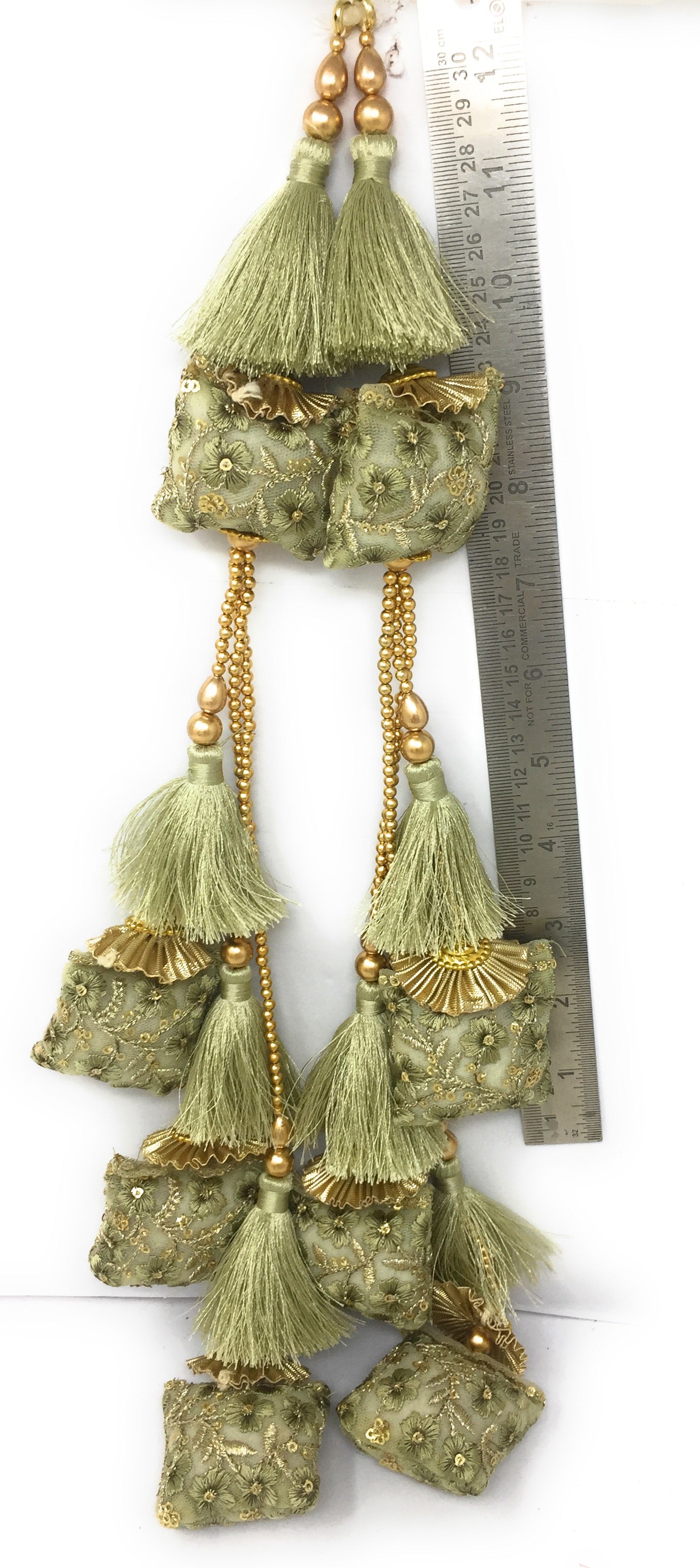 Pastel Green hanging lehenga, Embroidery Work - Set of 2