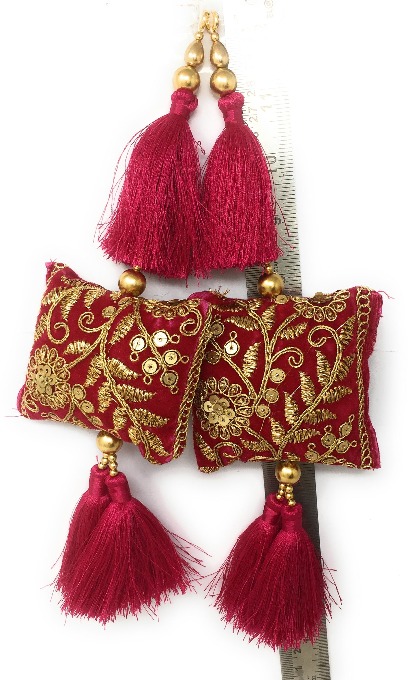 Rani Pink lehenga latkan design - Set of 2