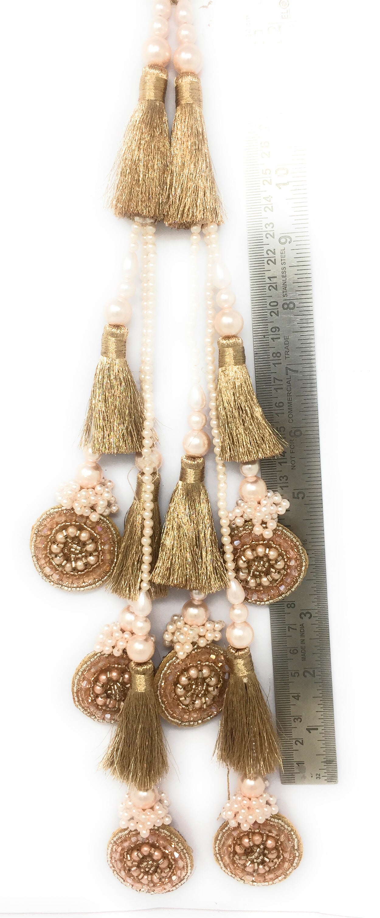 Rose Gold designer tassels for lehenga, Crystal Work - Set of 2