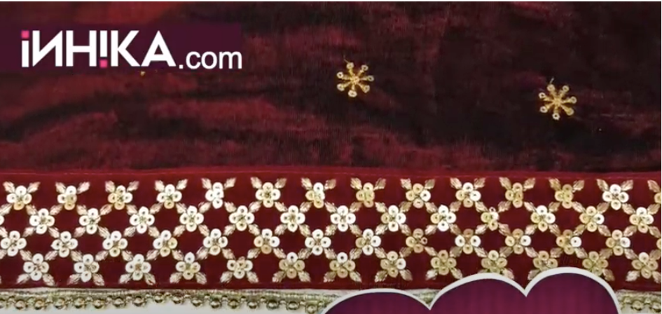 Maroon Velvet Dupatta Bridal