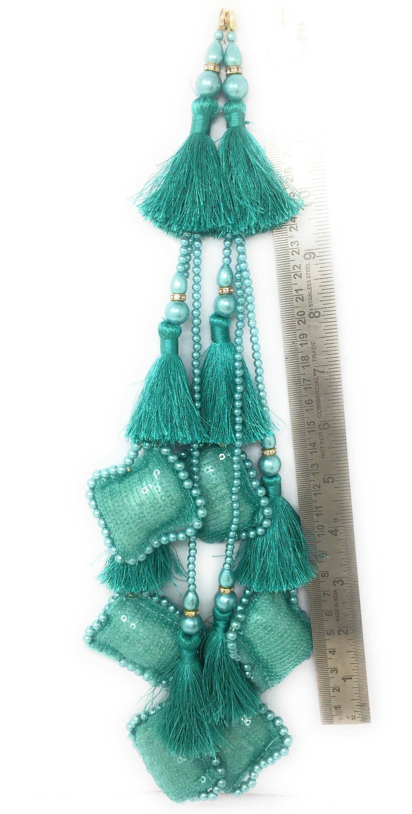 unique fabric latkan design Sea Green
