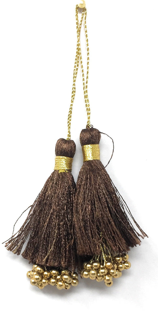 Latkan suit blouse tassel hanging Brown 15270