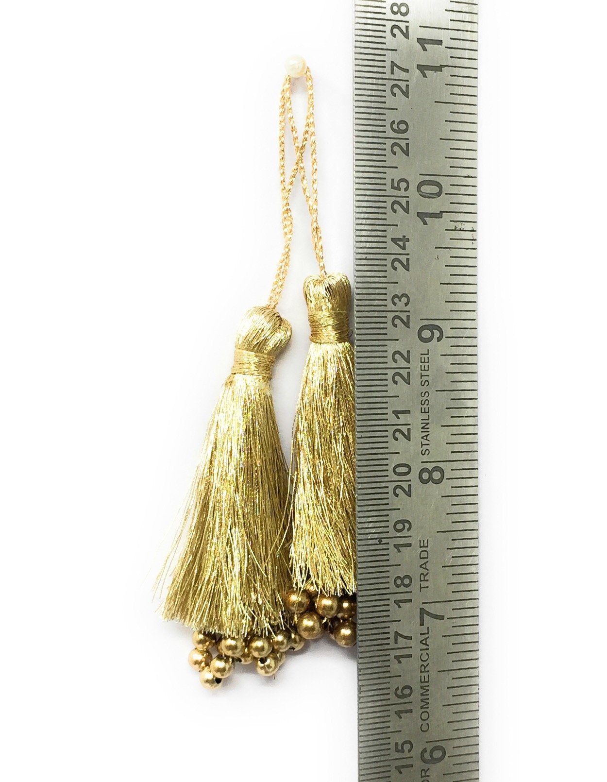 Blouse Latkan Tassel Light Gold Zari - Set of 2