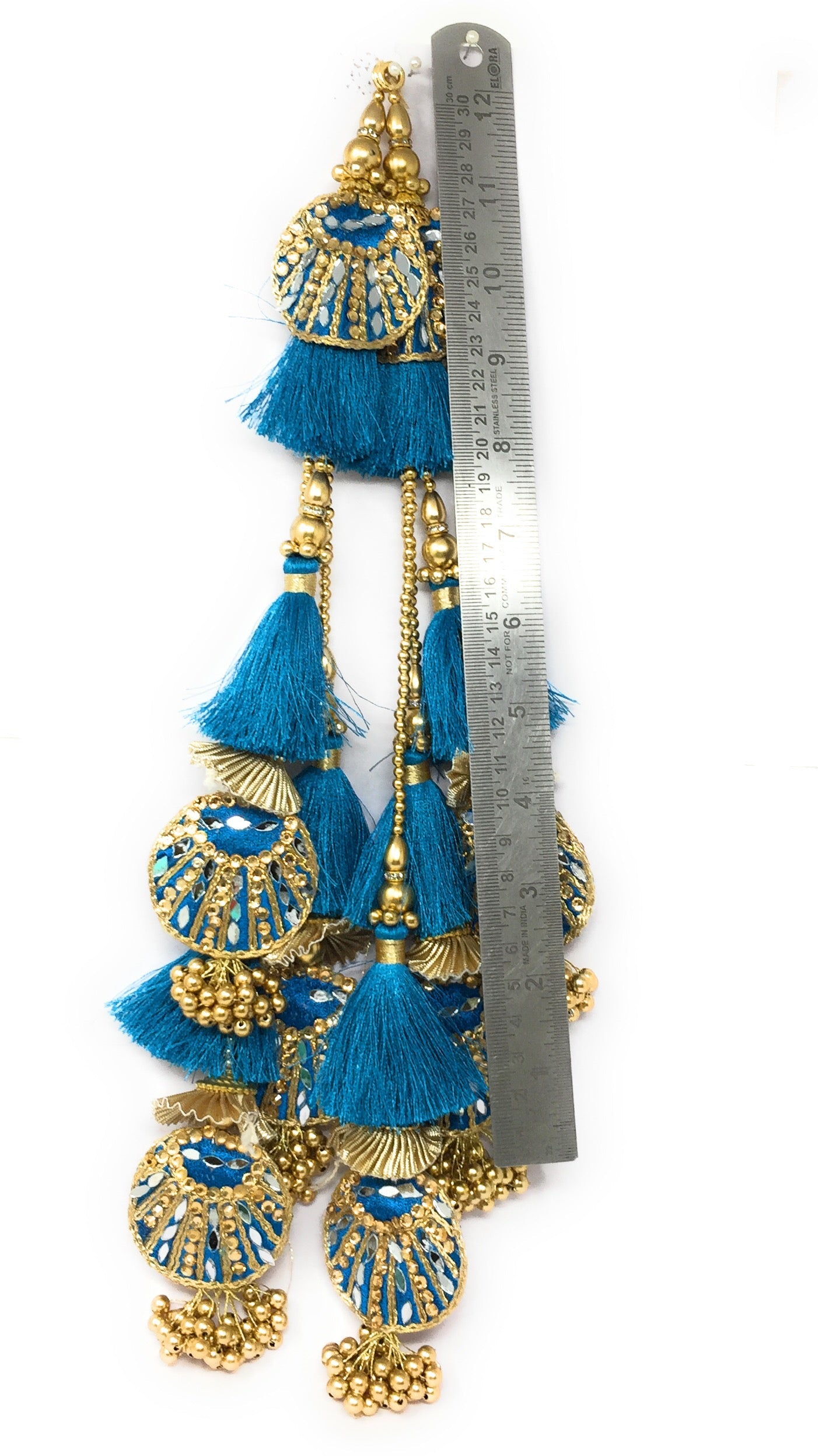 Torquoise Blue Lehenga Latkan Tassel Heavy