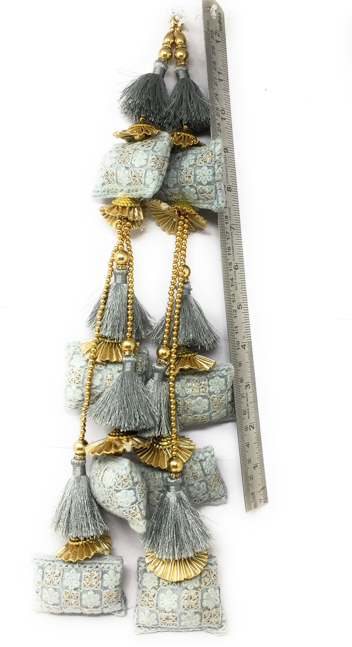 Pastel Grey latkan for lehenga heavy