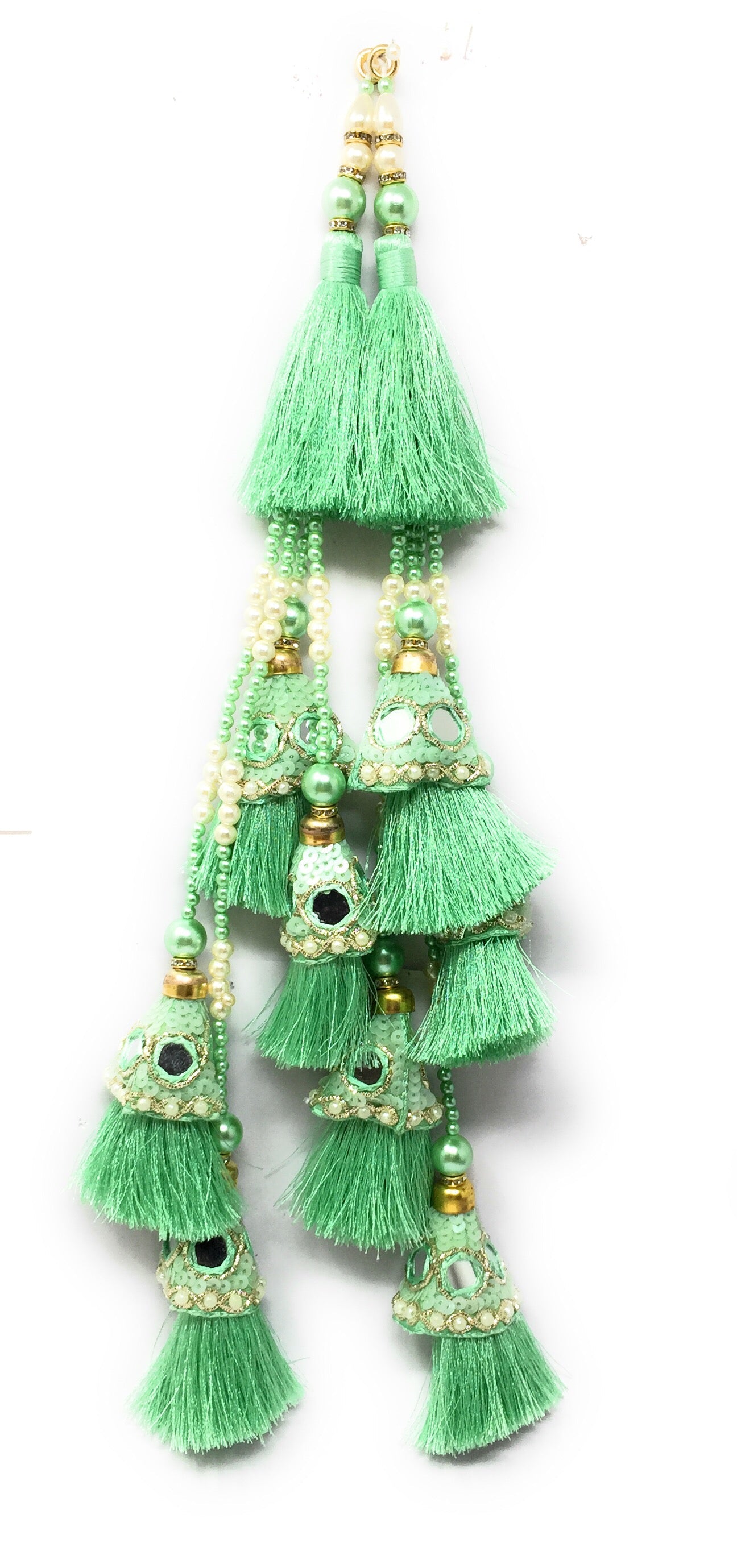 hanging latkan for lehenga green