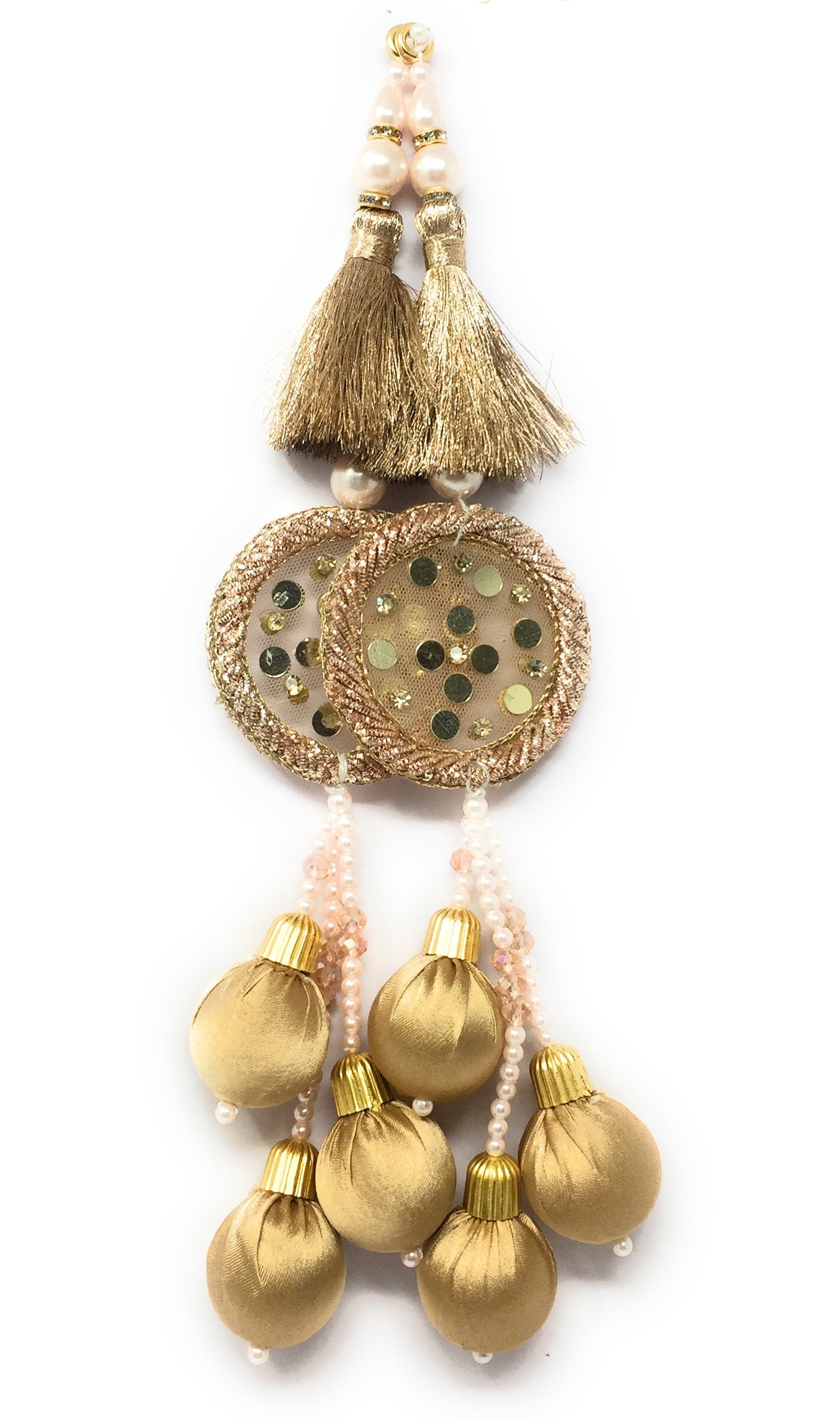 hanging latkan for lehenga dark gold