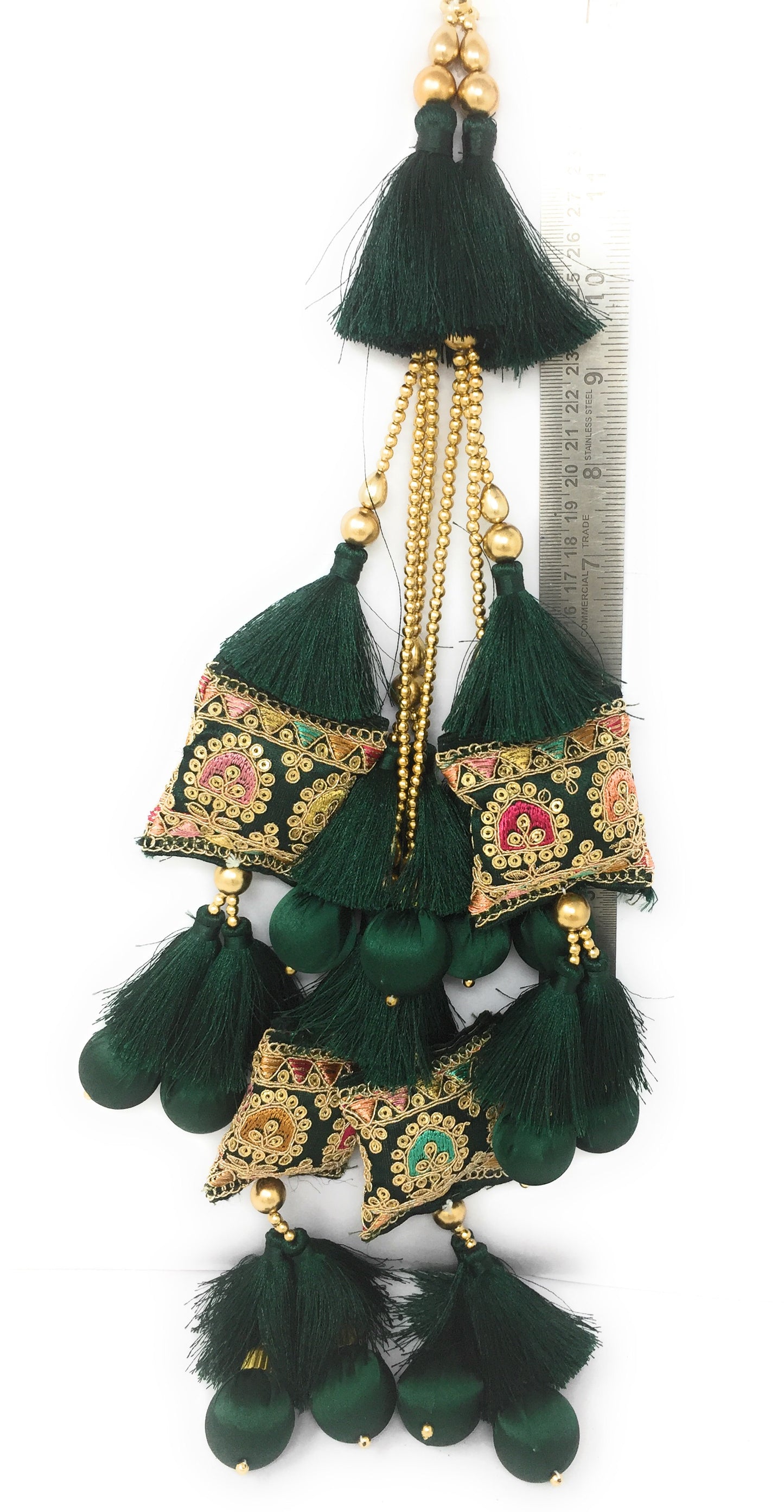 Bottle Green cushion latkan for lehenga - Set of 2