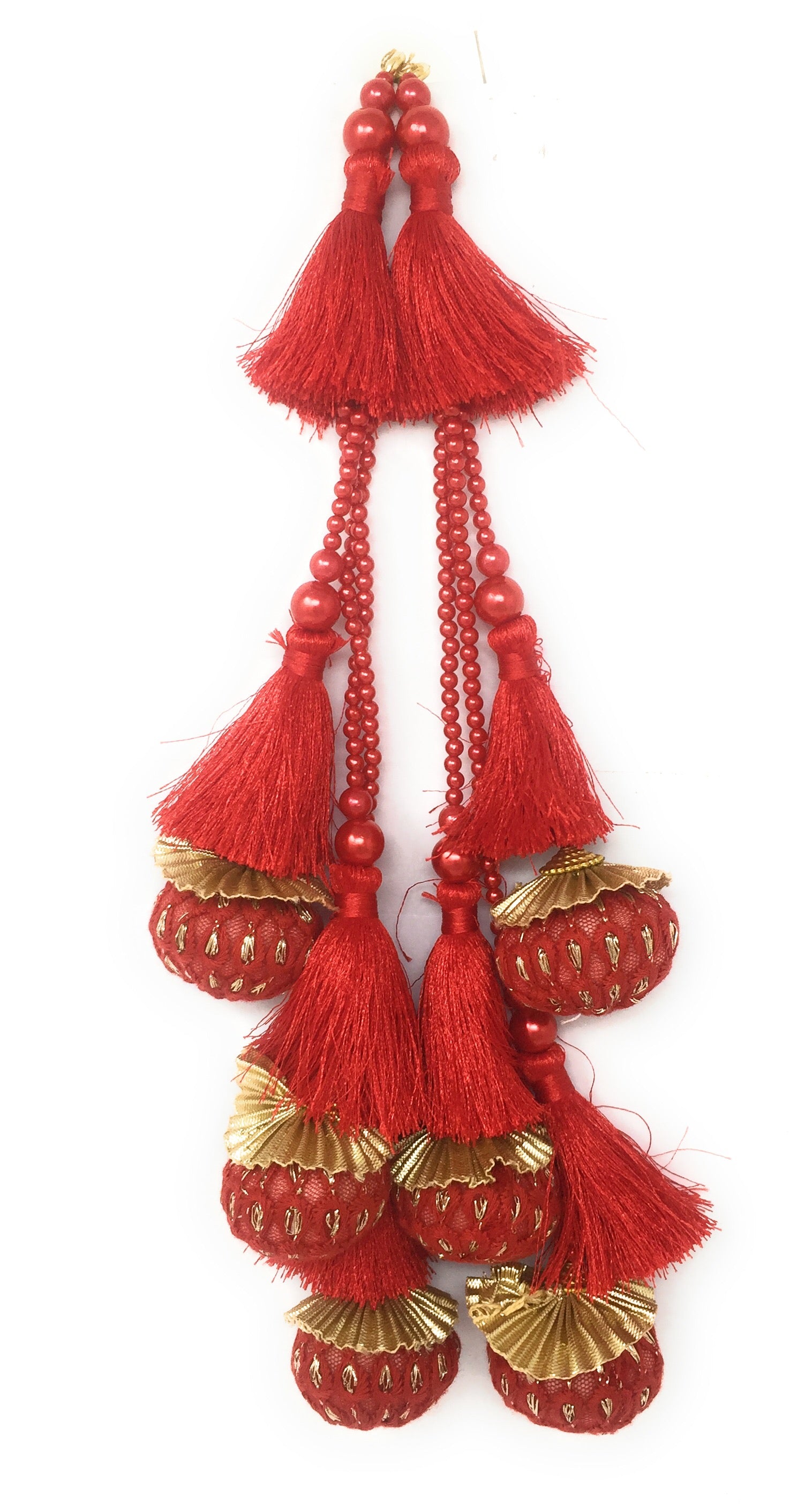 Red handmade cloth tassels for blouse - Set of 2, Buy Online