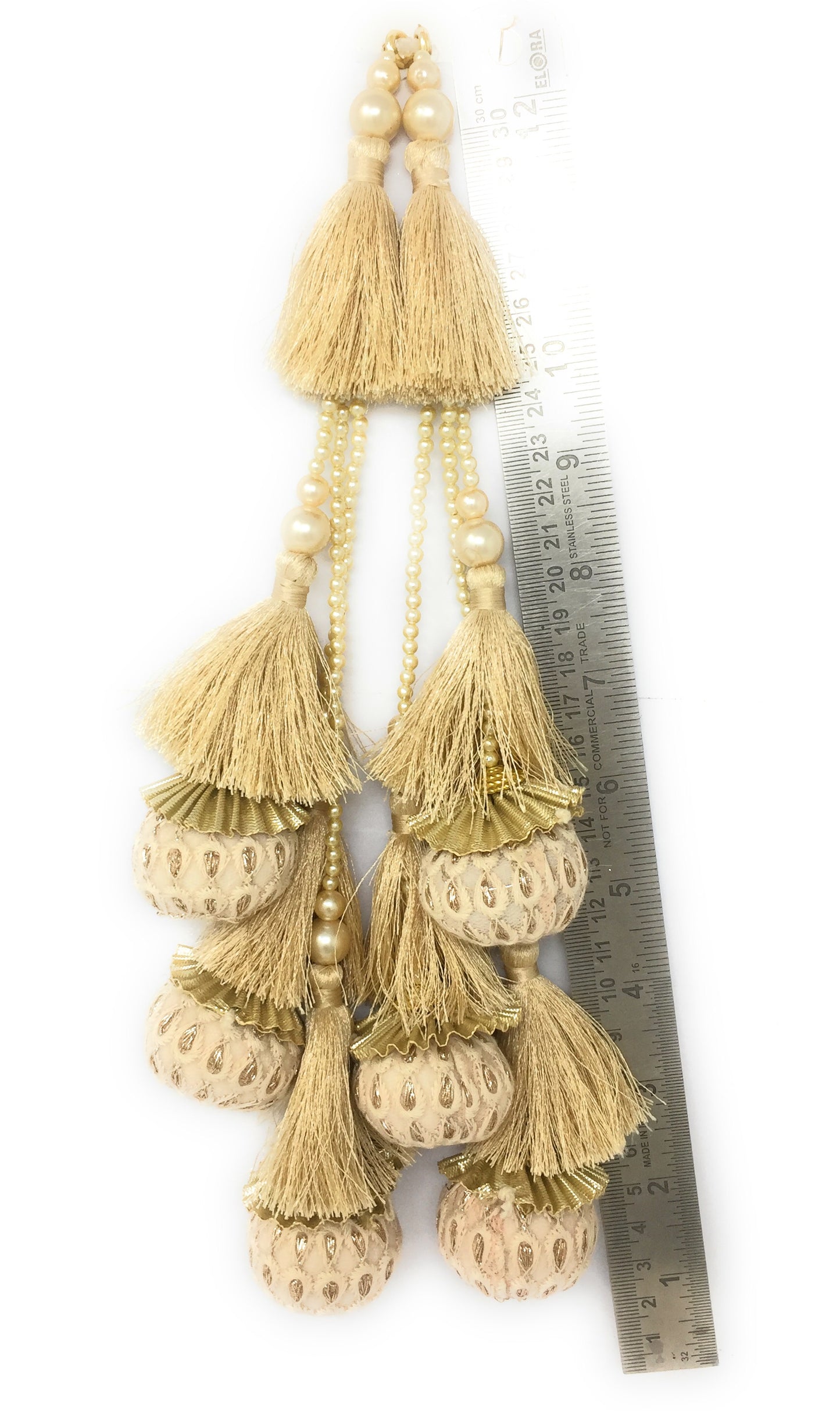 Beige Gold saree blouse tassels - Set of 2