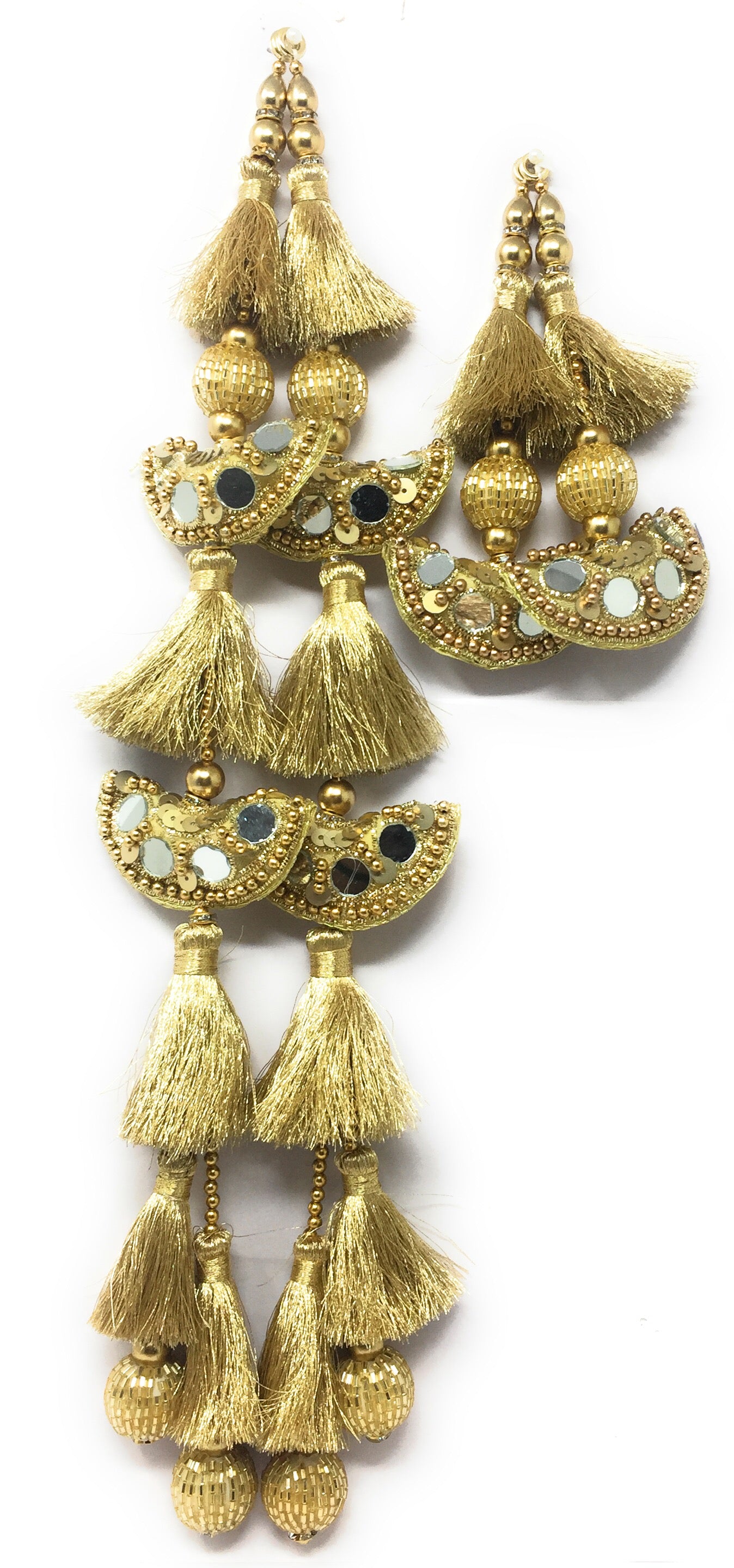 Heavy Lehenga Blouse Latkan Set in Gold- Set of 4