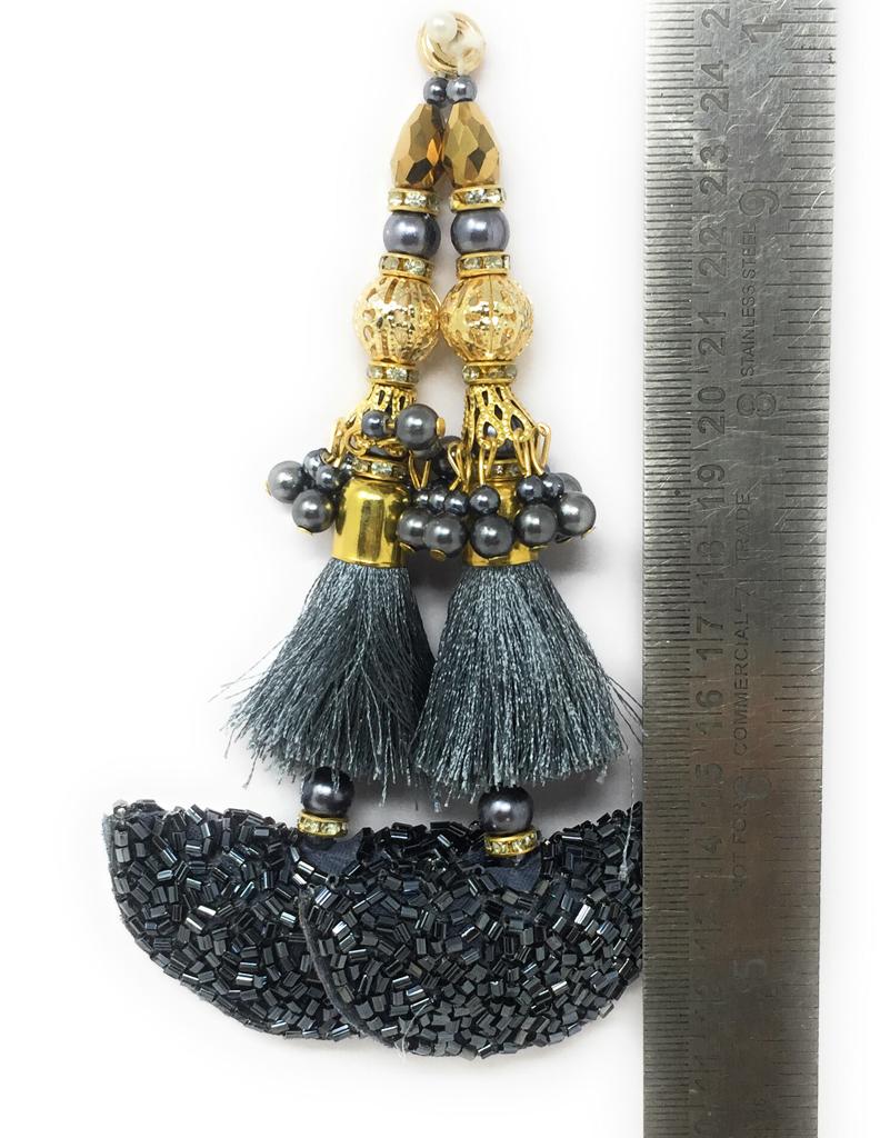 Grey Thread Stone Cutdana Latkan - Set of 2