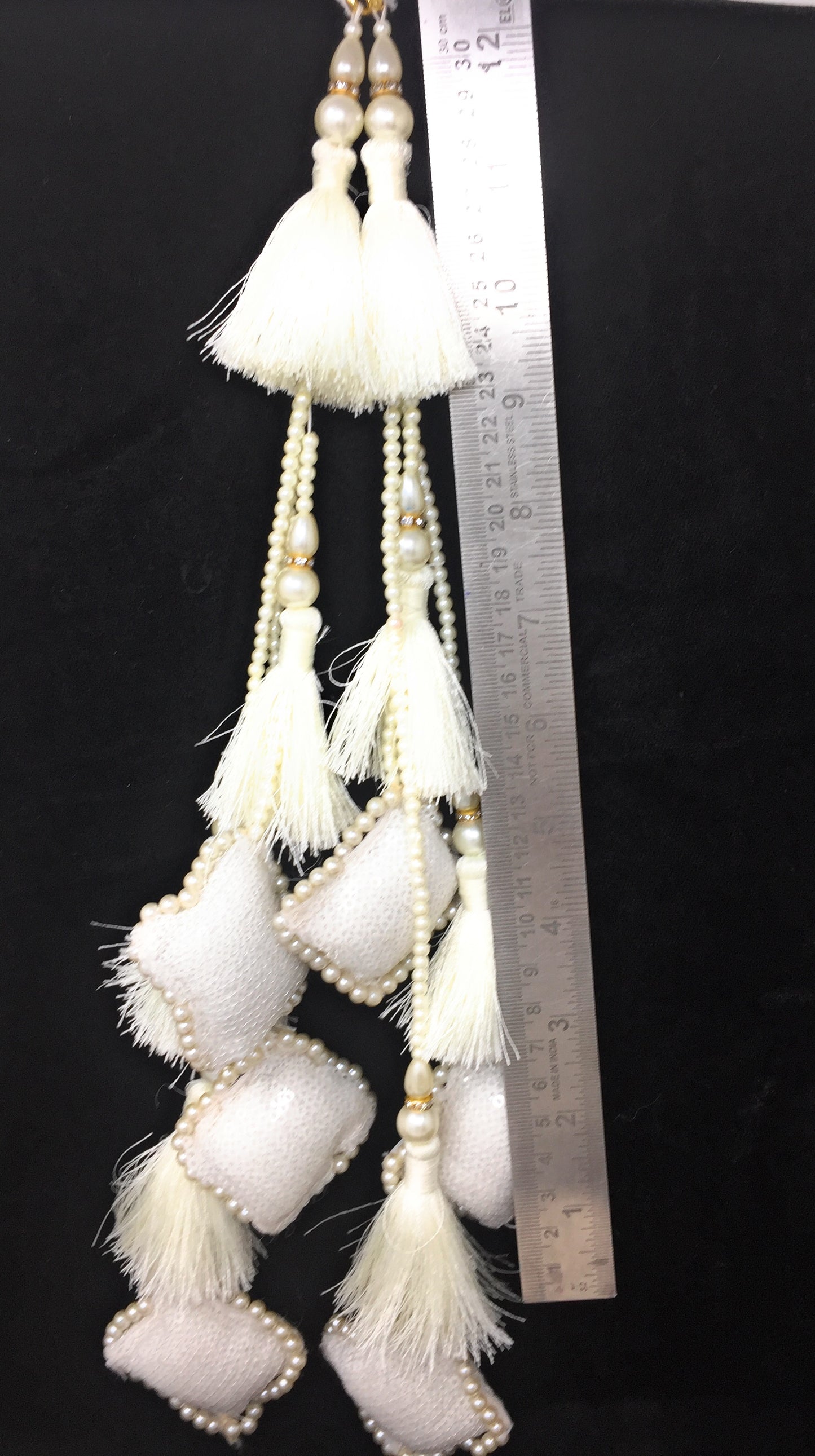 White stylish heavy latkan for lehenga - Set of 2