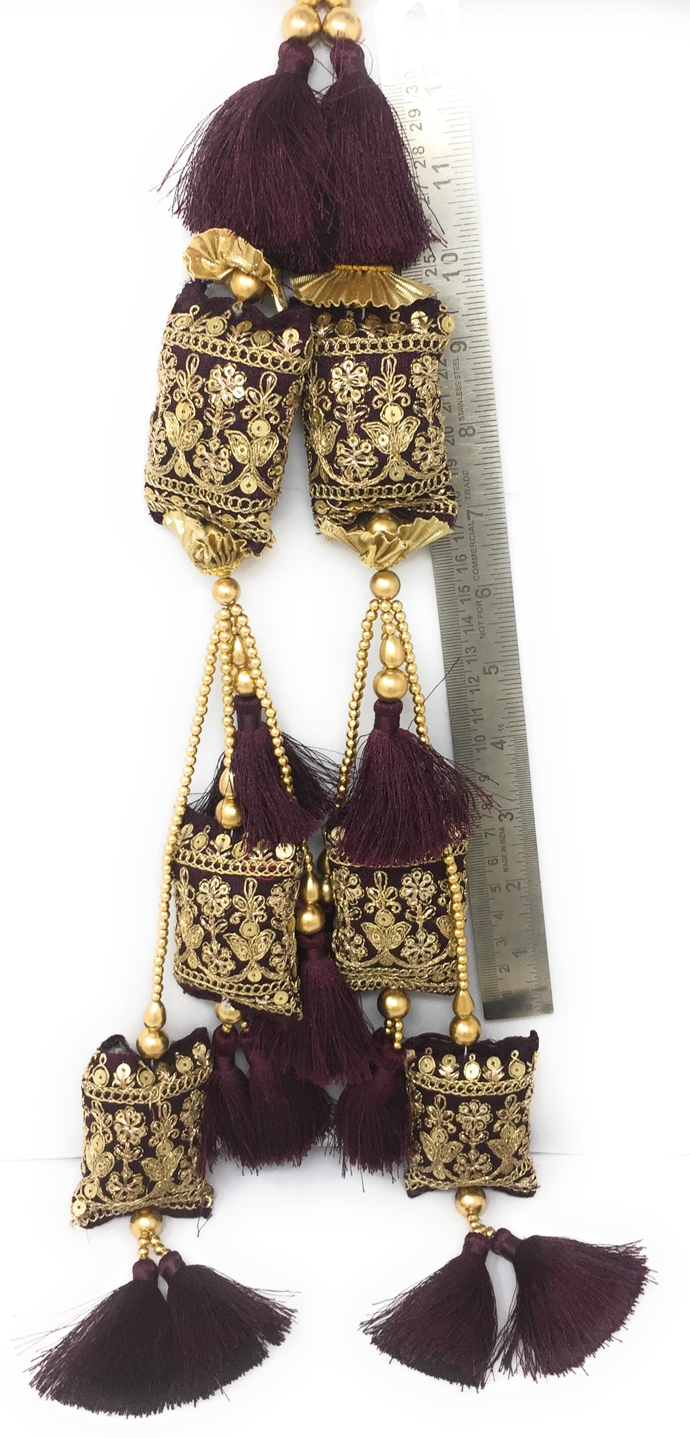 Wine lehenga dori latkan design - Set of 2