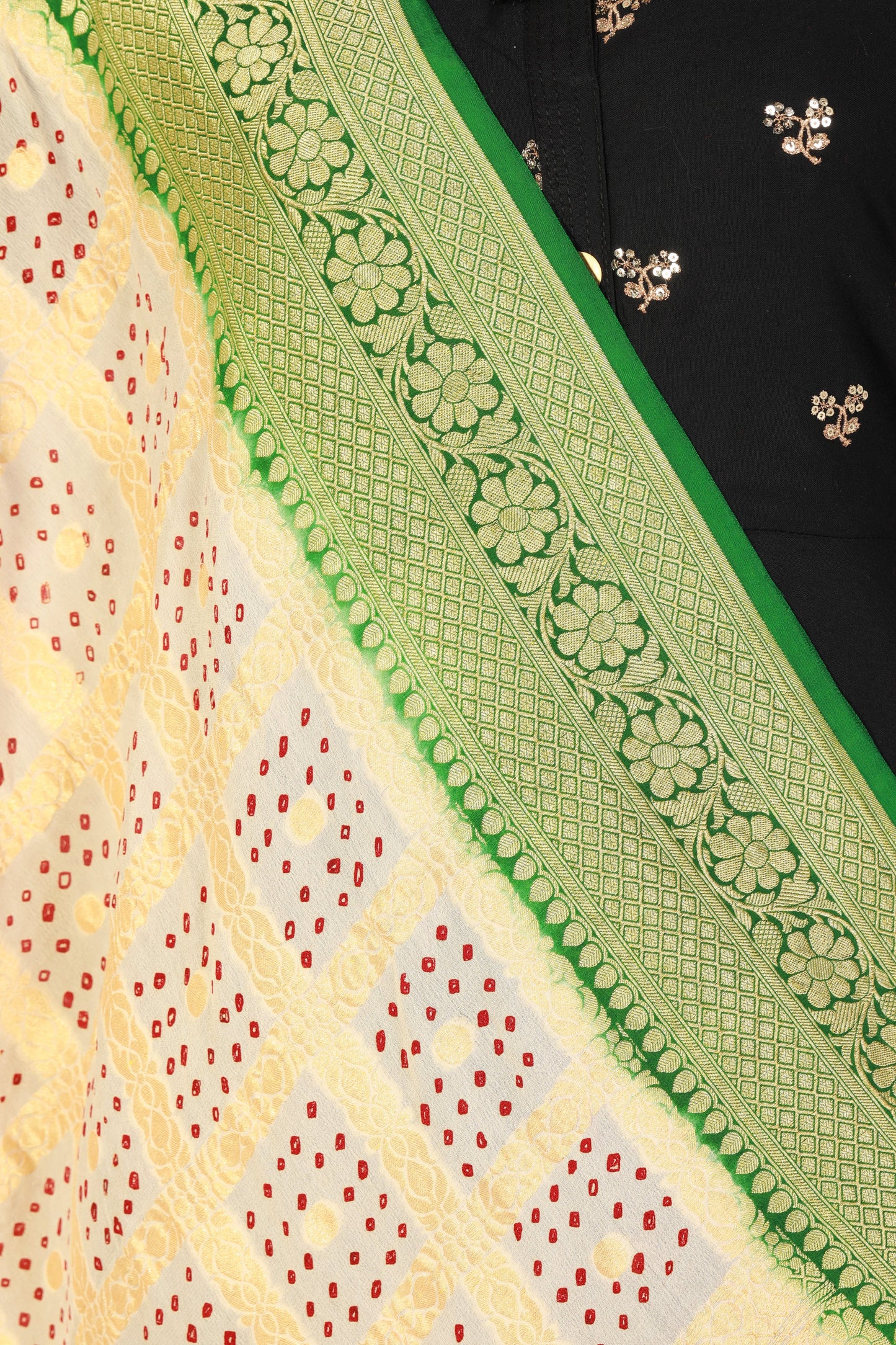 Banarasi Georgette Dupatta, Pure Khaddi Chiffon, Bandhani Work