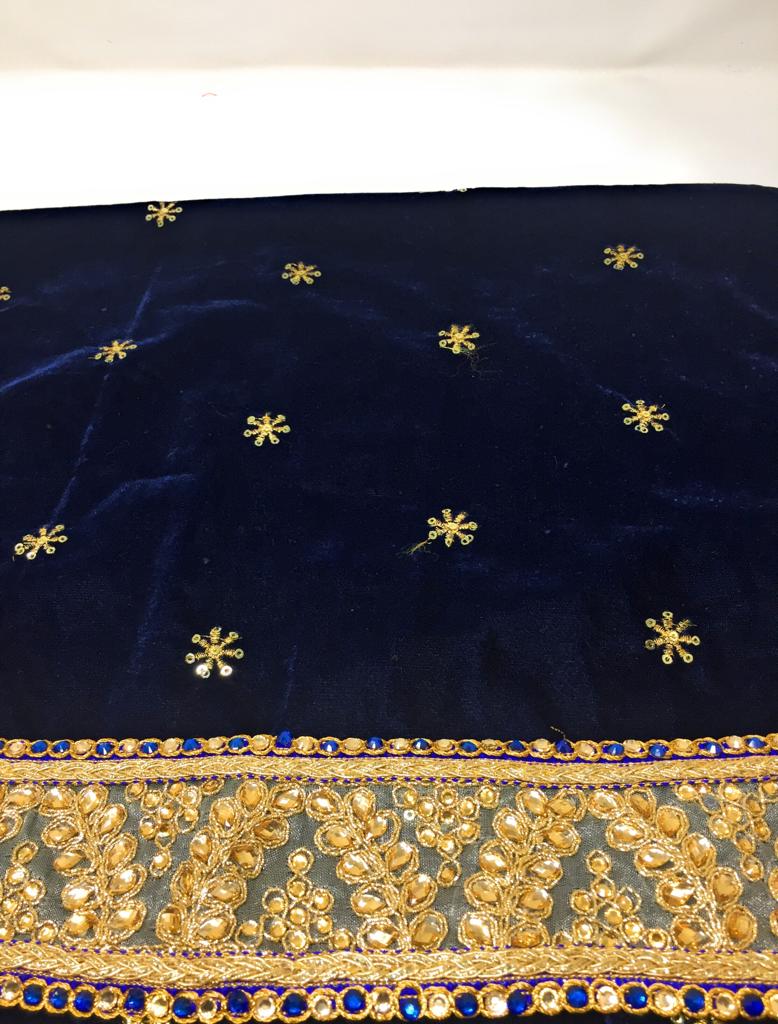 Blue Velvet Dupatta Bridal