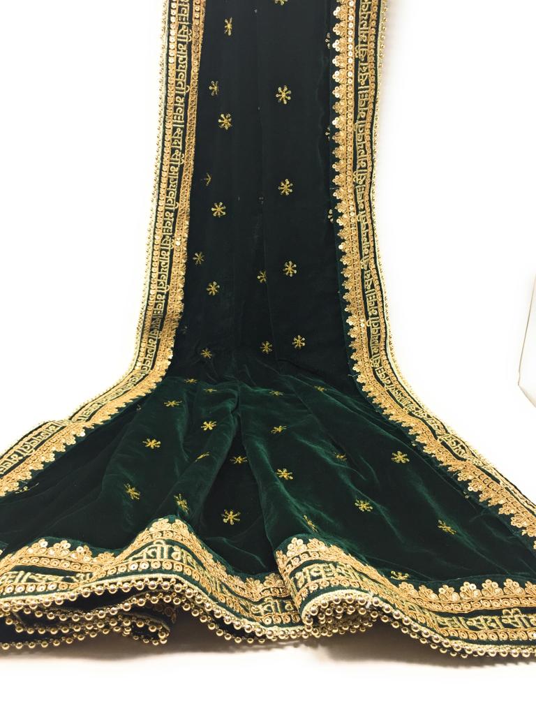 Bridal Dupatta Green Velvet