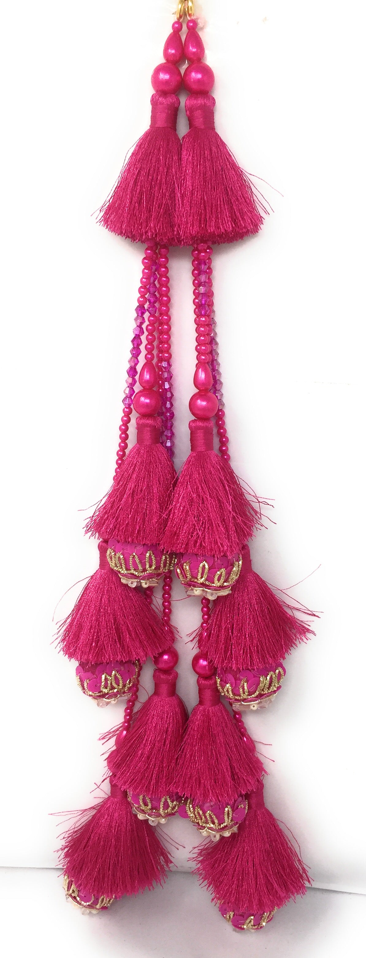 lehenga with tassels Rani Pink