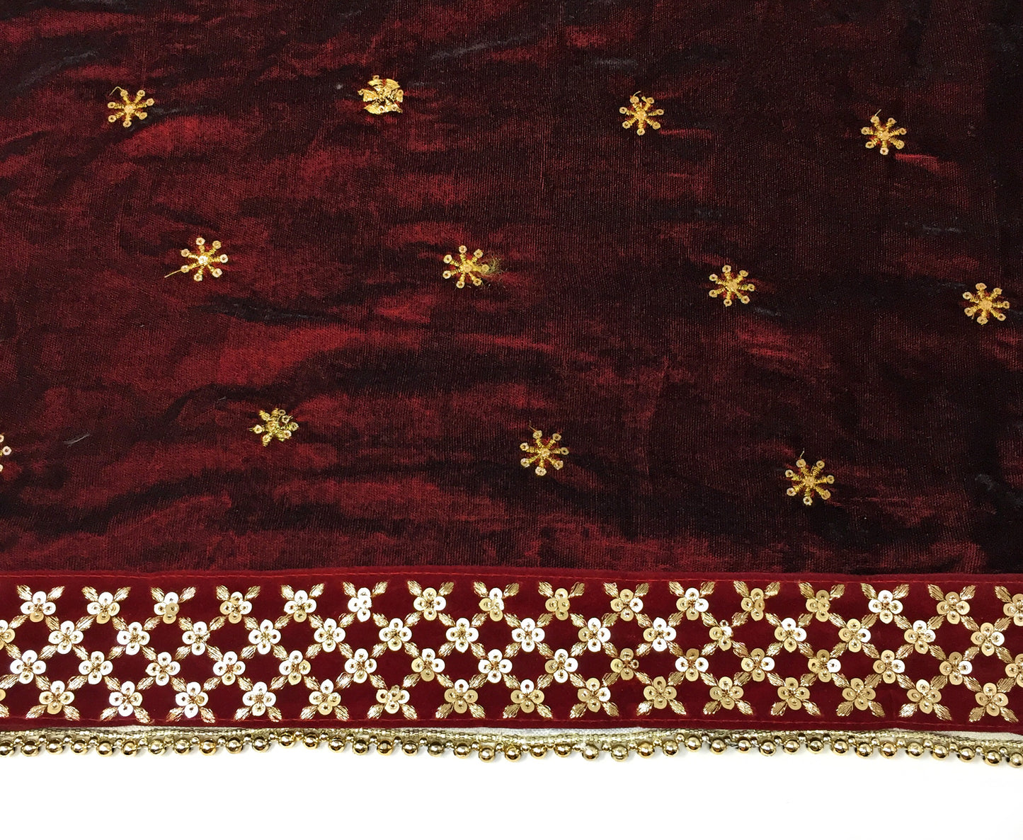 Maroon Velvet Dupatta Designer Bridal