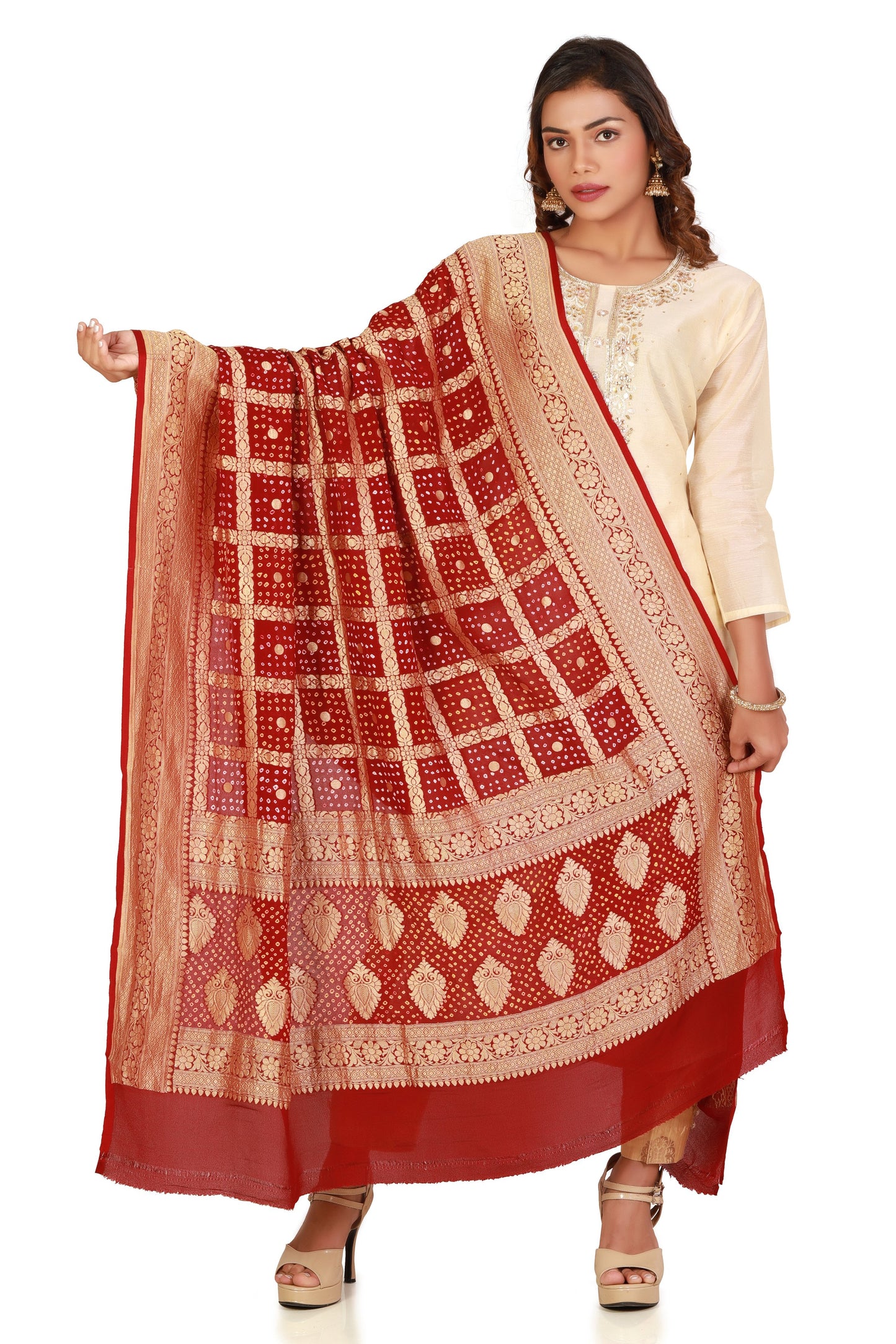 pure banarasi bandhani dupatta