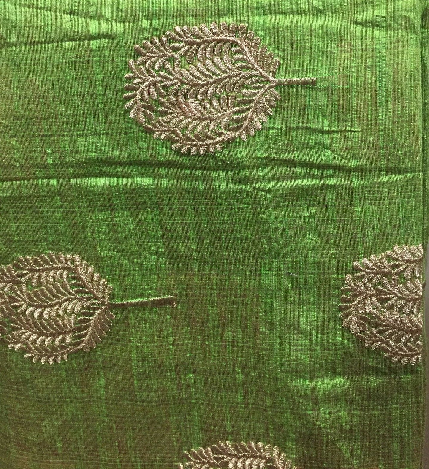 indian embroidered fabric buy cloth material online india Embroidered Cotton Light Green, Gold 43 inches Wide 8098