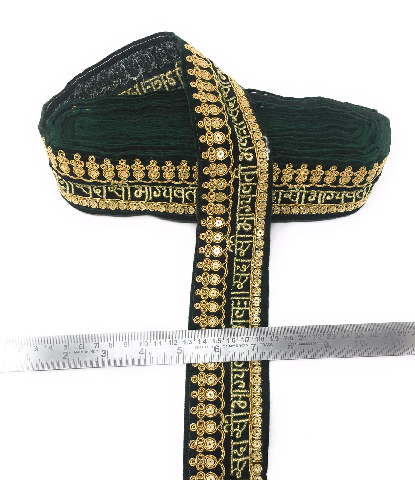 Green Bridal Sada Saubhagyavati Bhav Lace Border Trim For Wedding Dupatta Or Dress- 9 Meter