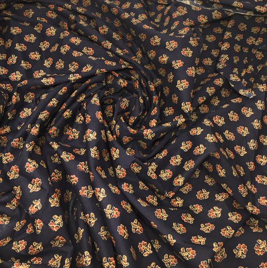 Jaipur Cotton Fabric Floral Print in Black