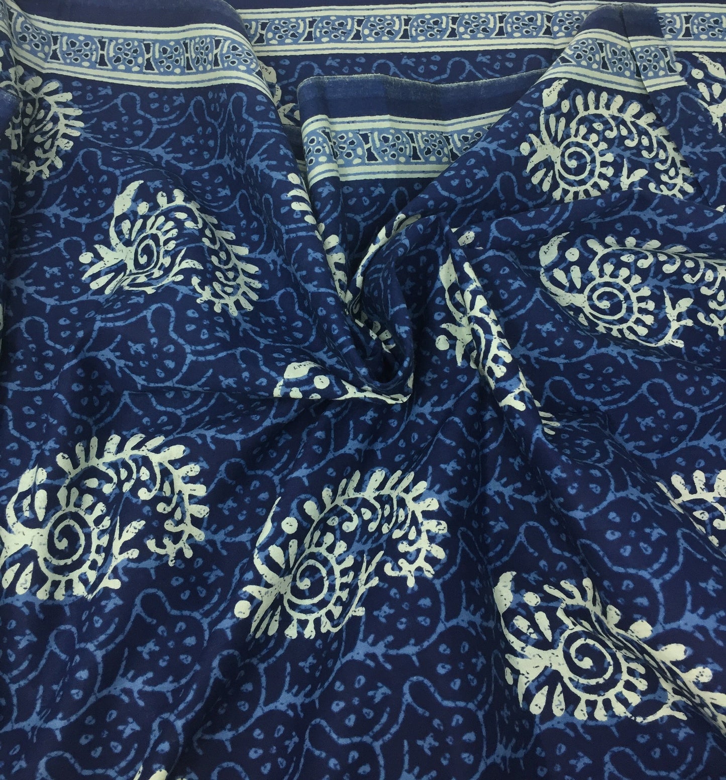Cotton Fabric in Blue Floral Print