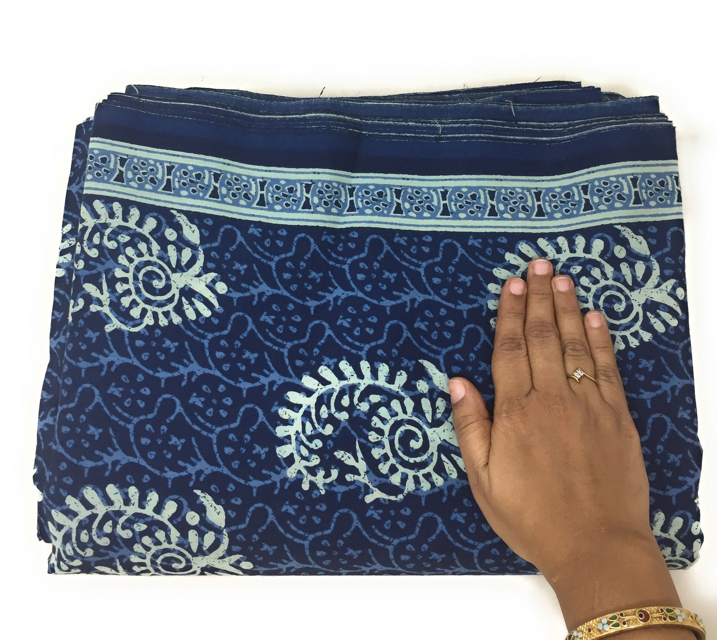 Cotton Fabric in Blue Floral Print