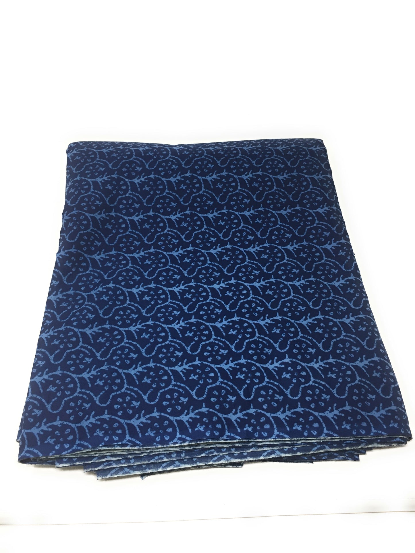 Print Cotton Fabric in Blue Floral Print