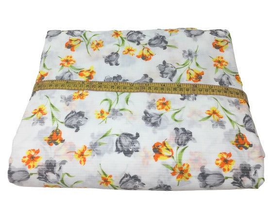 Cream Cotton Prints Jaipur Fabric Material by Meter