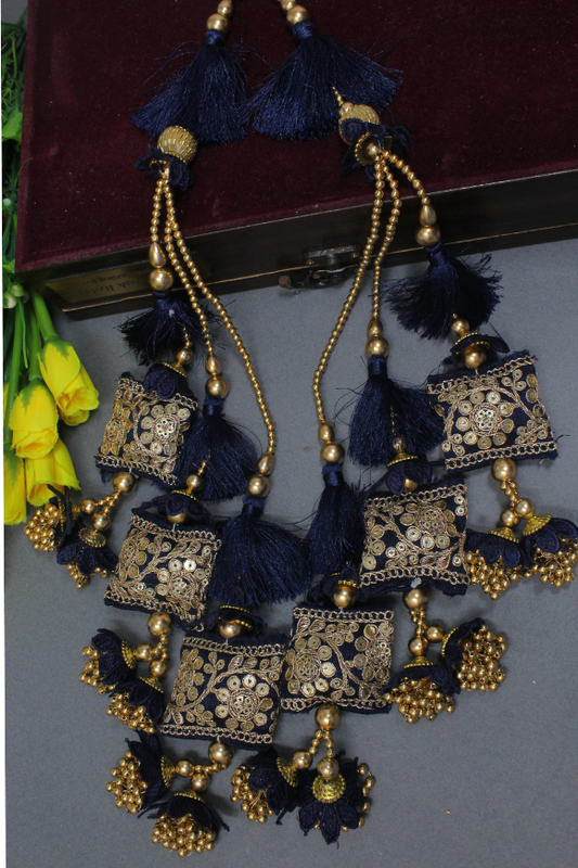 Fancy Tassels For Lehenga In Navy Blue, Set of 2