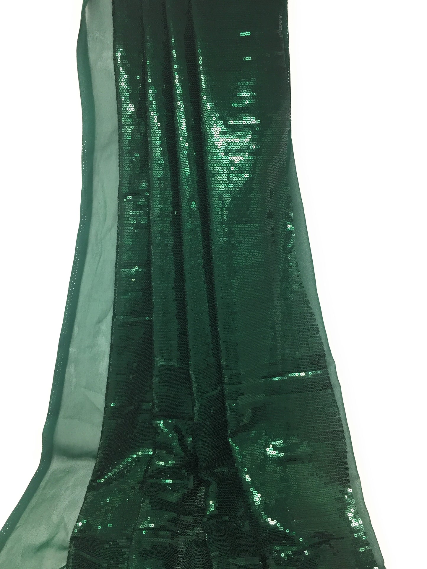 Green Sequin Fabric Material on Green Georgette