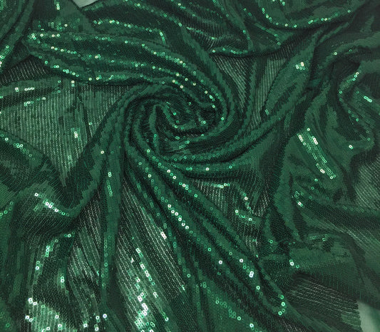 Green Sequin Fabric Material on Green Georgette